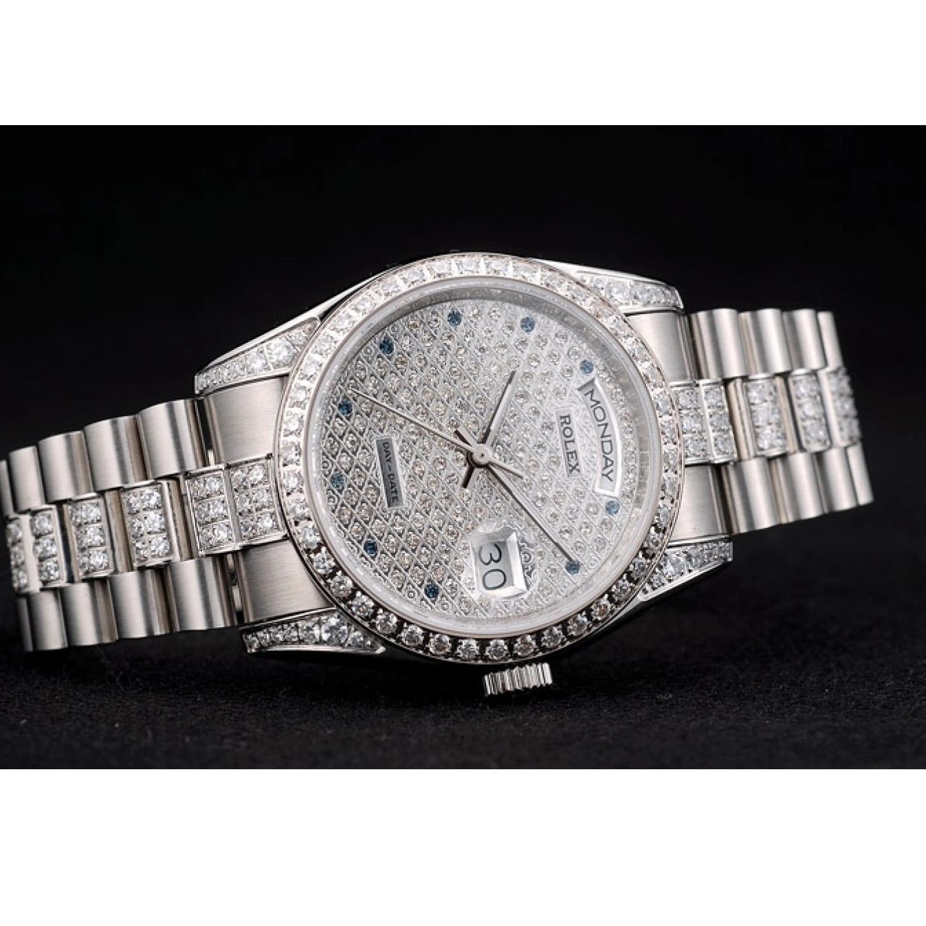 Aaa replica watch Plated 41986 Steel DayDate Rolex Dial Plated Bracelet Diamond Stainless Diamond 0804